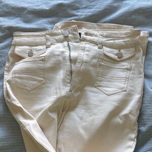 Massimo Dutti Contrast stitch High-Waisted wide leg jeans